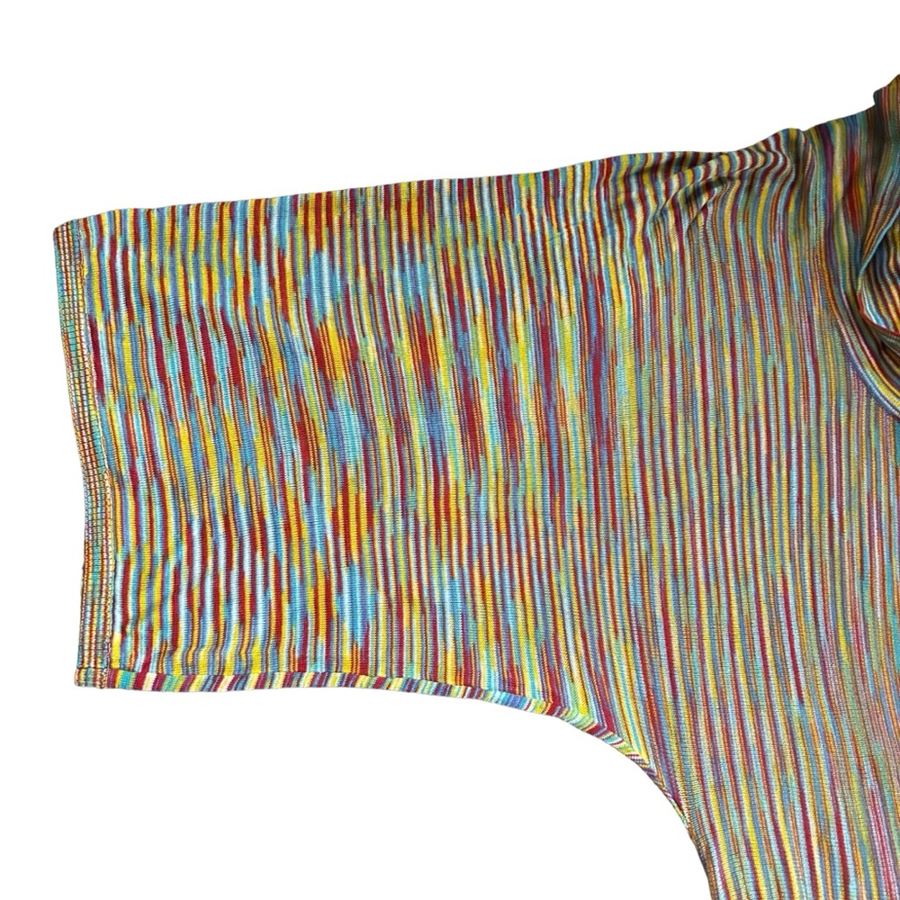 SALE Vertigo Rainbow Knit Cowl Neck Sweater Kimono Sleeve Boho Maximalist XL - Picture 5 of 13